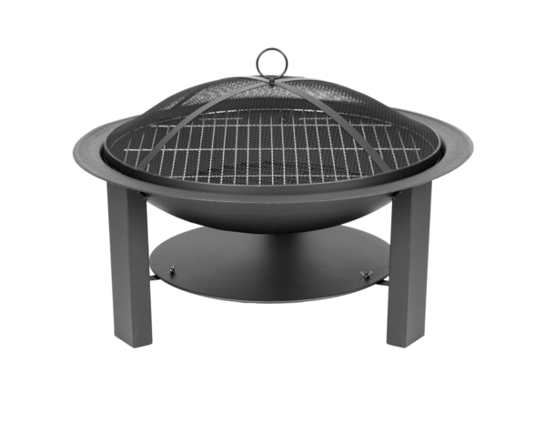 Brasero fonte et acier rond diamètre 62 cm avec grille cuisson et couvercle - Brico Dépôt