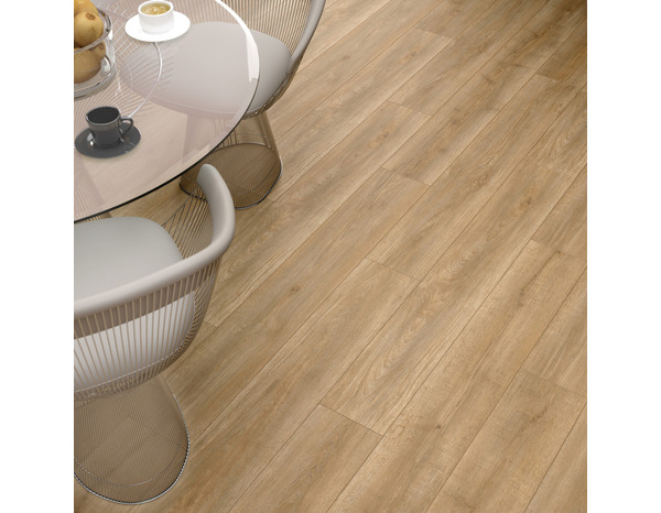 Sol stratifié marron effet bois brut mat AC4 à clipser L. 128,8 cm x l. 19,5 cm x Ép. 7 mm - Brico Dépôt