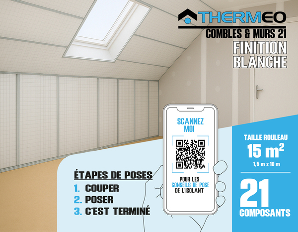 Rouleau isolant multi réflecteur pour combles et murs – 1.5 x 10m, finition blanche - Brico Dépôt