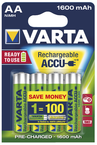 Lot de 4 piles rechargeables AA/HR6 2100 mAh 1,20 V R2U - Varta - Brico Dépôt