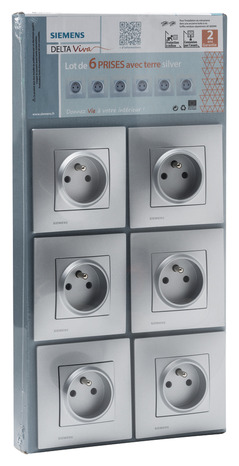 Lot de 6 prises 2P+T à clipser silver "Delta Viva" - Siemens - Brico Dépôt