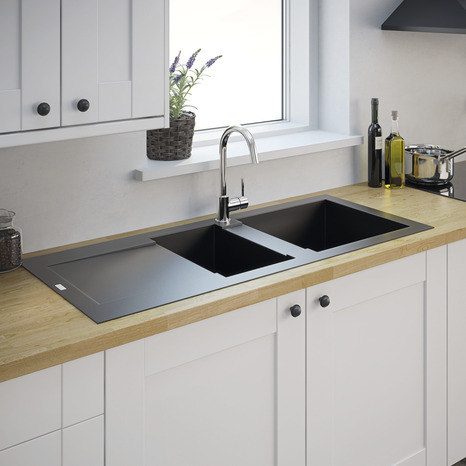 Évier résine noire "lavoisier" - 2 cuves - Cooke and Lewis - Brico Dépôt