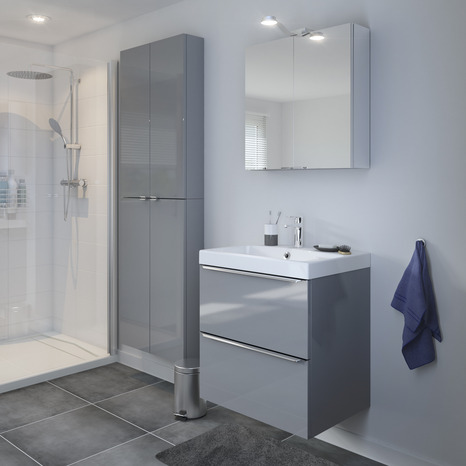 Armoire de salle de bains "Imandra" - Gris - L.60 x H.90 x P.15 cm - GoodHome - Brico Dépôt