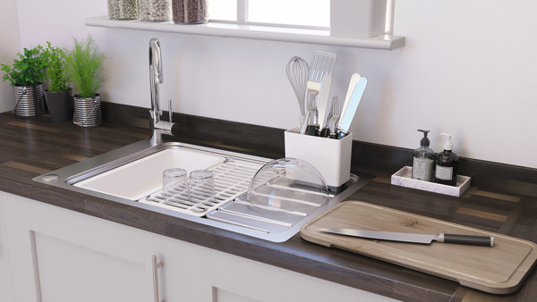 Évier inox "romesco" - 1 cuve + égouttoir - GoodHome - Brico Dépôt