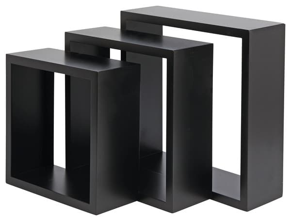 3 étagères cube murales 30x30 27x27 et 24x24x12cm Noir - Mr.Bricolage