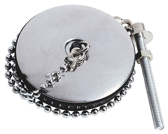 Bouchon pour évier grès Ø 57 mm enjoliveur inox chainette 300 mm  - Wirquin - Brico Dépôt