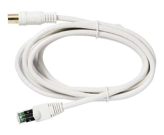 Câble TV Prise Murale RJ45 - Coaxial Mâle Mâle 2 M Blanc